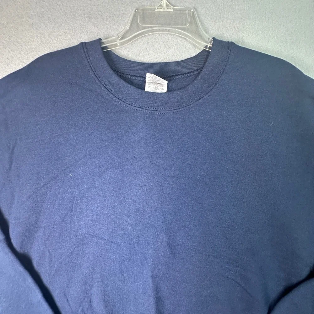 Gildan Heavy Blend Crewneck Sweatshirt Navy Blue Fleece Pullover Minimalist L